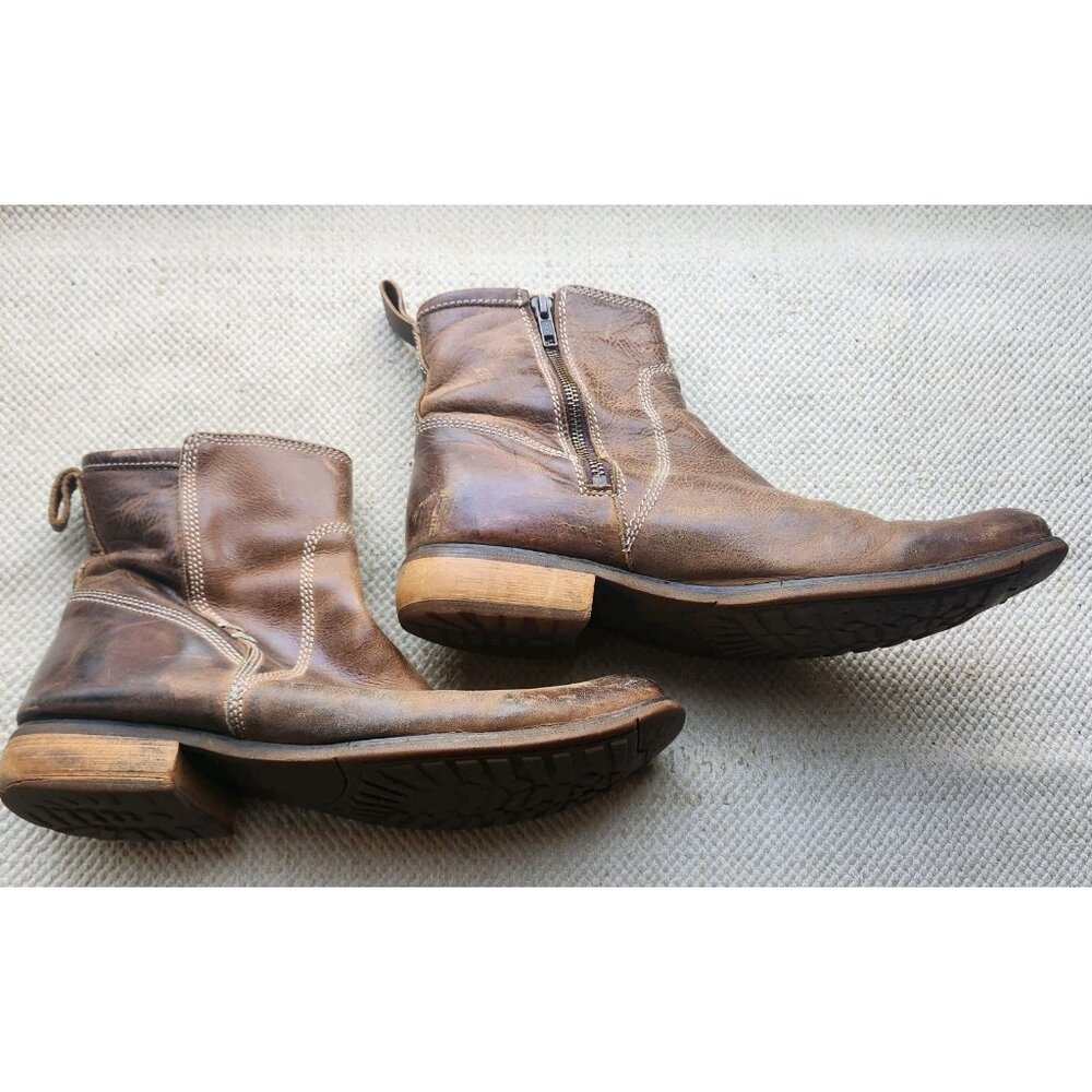 Bed Stu Mens Boots Size US 11 Leather Brown 6186 Zip Up UK 10 Stitch Distressed - Picture 3 of 13